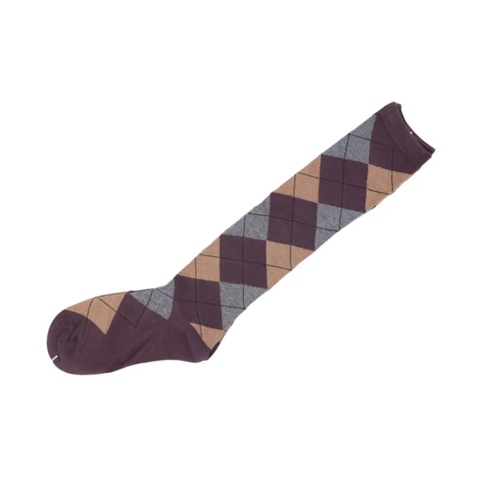 Knee High Socks Black Red Diamond Check Ladies Long Womens AU Stock - Pantsnsox