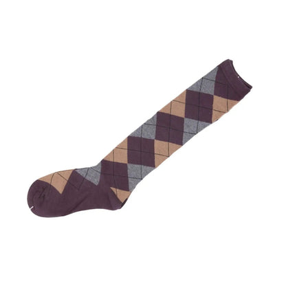 Knee High Socks Black Red Diamond Check Ladies Long Womens AU Stock - Pantsnsox