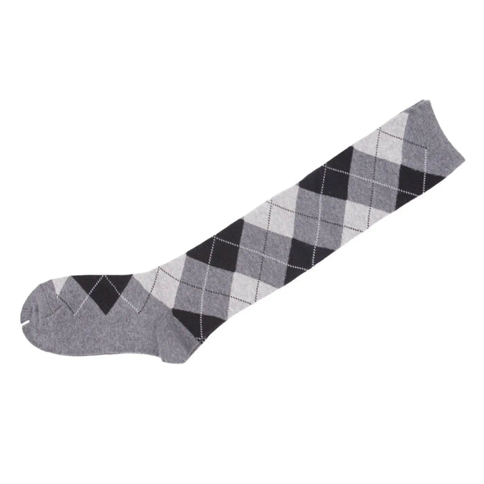 Knee High Socks Black Red Diamond Check Ladies Long Womens AU Stock - Pantsnsox