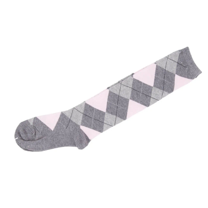 Knee High Socks Black Red Diamond Check Ladies Long Womens AU Stock - Pantsnsox