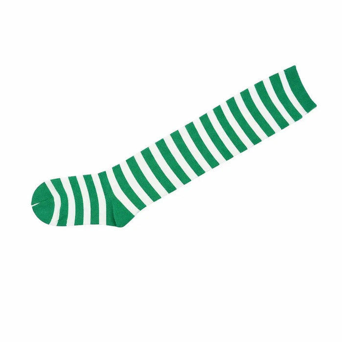 Knee High Socks Striped Ladies Long Womens Green White Stripe AU Stock marketplace image