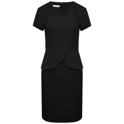 La Beeby Coco Dress 100% polyester soft twill angled neckline peplum waist back zip