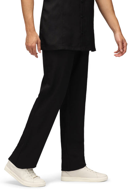 La Beeby Leroy male trousers straight leg 34in elasticated waistband front button 195GSM 65% polyester 35% cotton