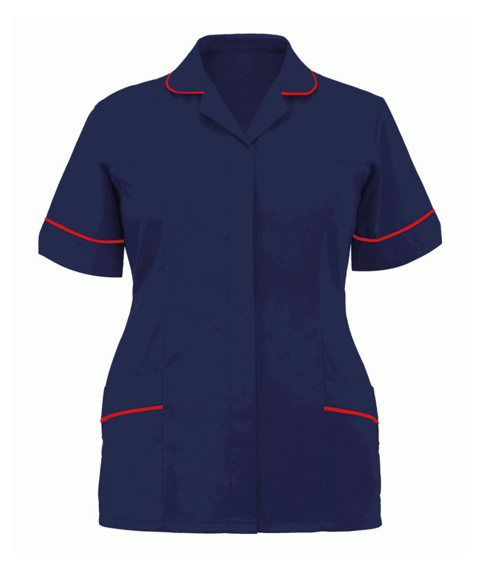 Classic Tunic Ladies Multi-Colour rounded revere collar contrast piping two lined chest pockets concealed front zip