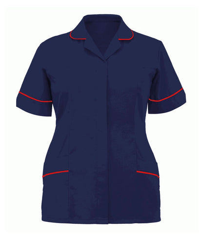 Classic Tunic Ladies Multi-Colour rounded revere collar contrast piping two lined chest pockets concealed front zip