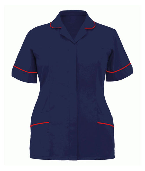 Classic Tunic Ladies Multi-Colour rounded revere collar contrast piping two lined chest pockets concealed front zip