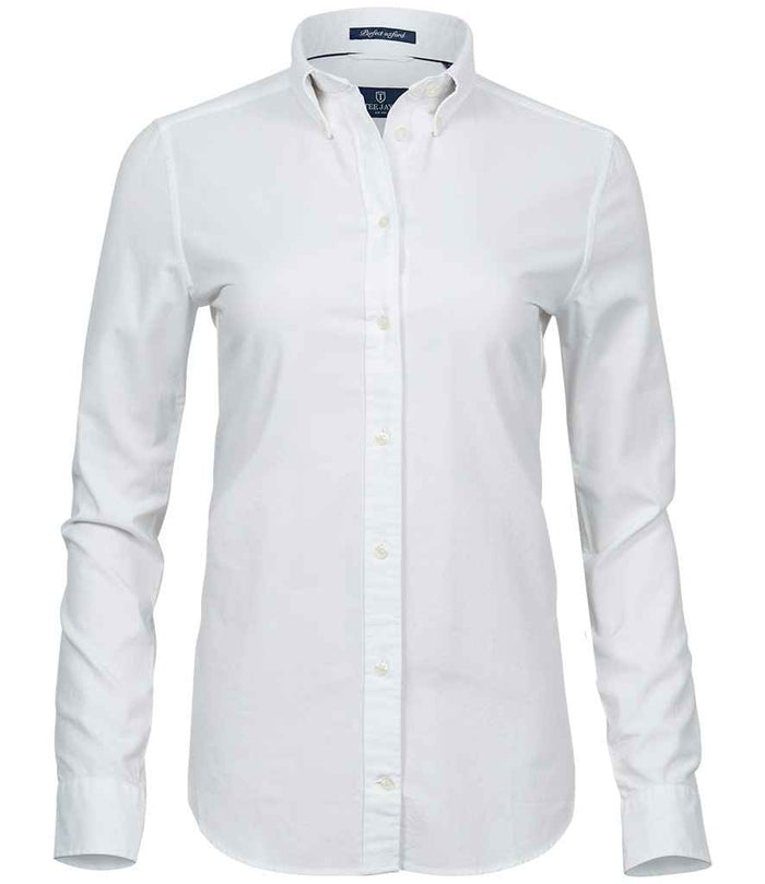 Tee Jays Ladies Perfect Long Sleeve Oxford Shirt | White - Eg Clothing UK
