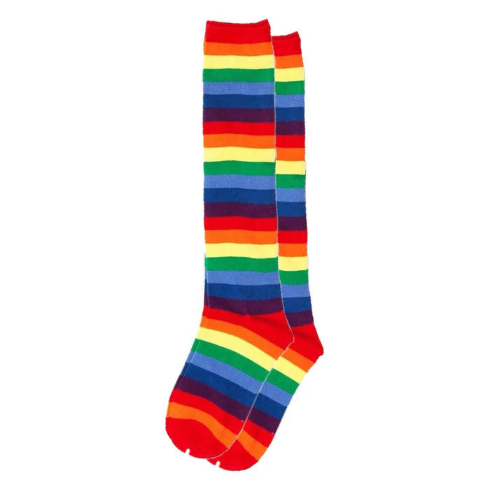 Ladies Rainbow Striped Womens Cotton Knee High Socks Over the Knee Thigh High Pantsnsox
