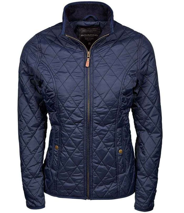Tee Jays Ladies Richmond Jacket Deep Navy with corduroy-lined collar shaped feminine fit and showerproof finish
