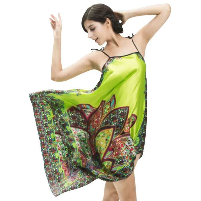 Ladies Silk Touch Nightwear Summer Sling Womens Nightgown Sleepwear Nightie Pantsnsox