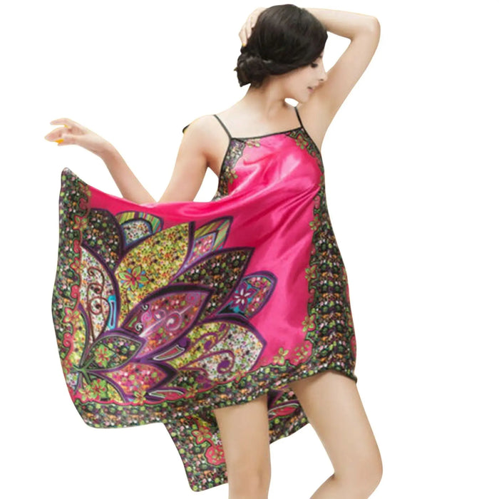 Ladies Silk Touch Nightwear Summer Sling Womens Nightgown Sleepwear Nightie Pantsnsox