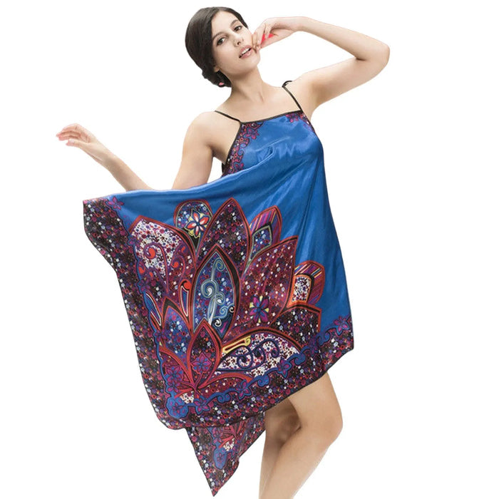 Ladies Silk Touch Nightwear Summer Sling Womens Nightgown Sleepwear Nightie Pantsnsox