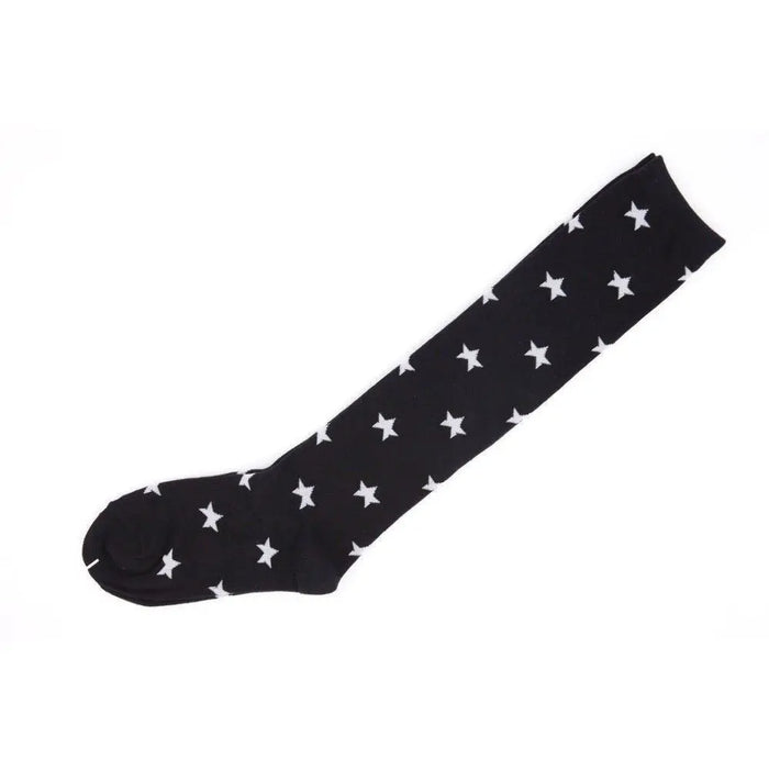 Ladies White Star Knee High Socks Striped Womens Stripe AU Stock - Pantsnsox