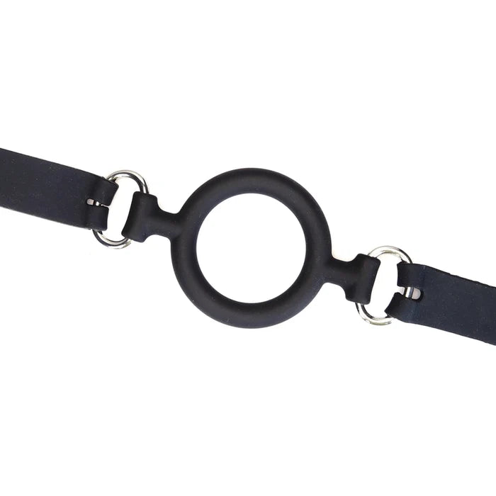 Leather and Silicone O Ring Gag - Silver Hardware