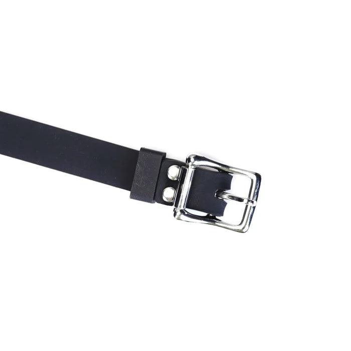 Leather and Silicone O Ring Gag - Silver Hardware
