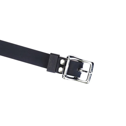 Leather and Silicone O Ring Gag - Silver Hardware