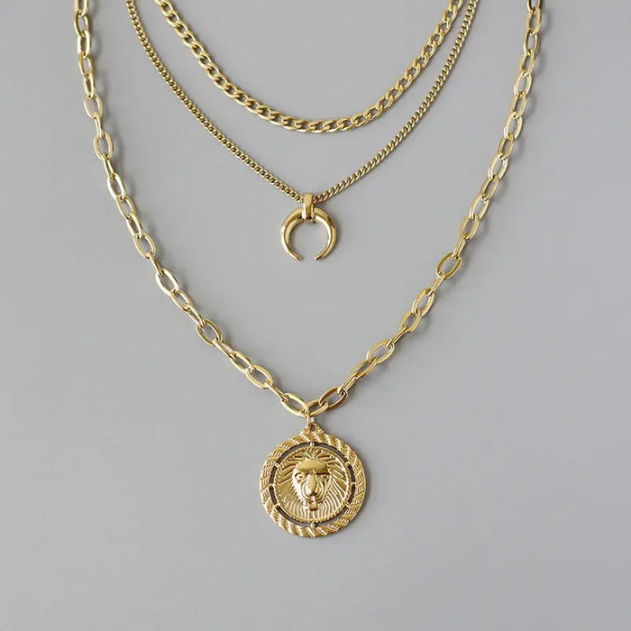 Lion and Moon Layering Necklace Crushes.
