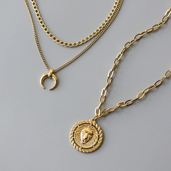 Lion and Moon Layering Necklace Crushes.