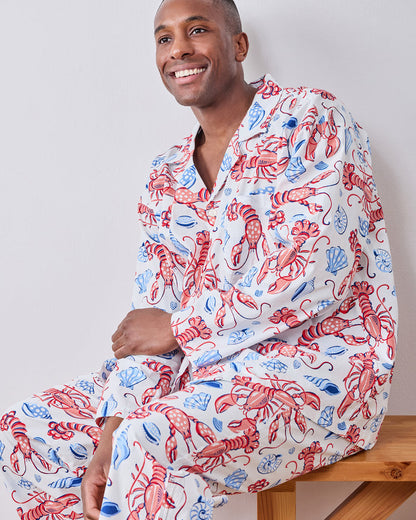 Lobster Landing - Men’s Long PJ Set - Cloud - Printfresh