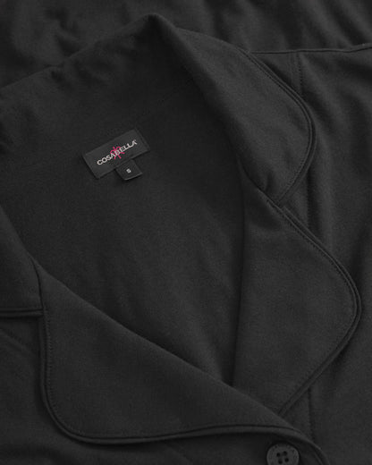 Black Set - Bella Long Sleeve Top & Boxer Pajama Set