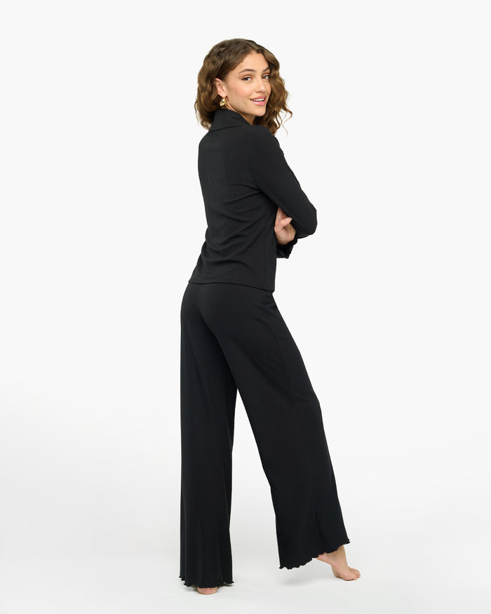 Black Set - Baciami Long Sleeve Top & Pant Set