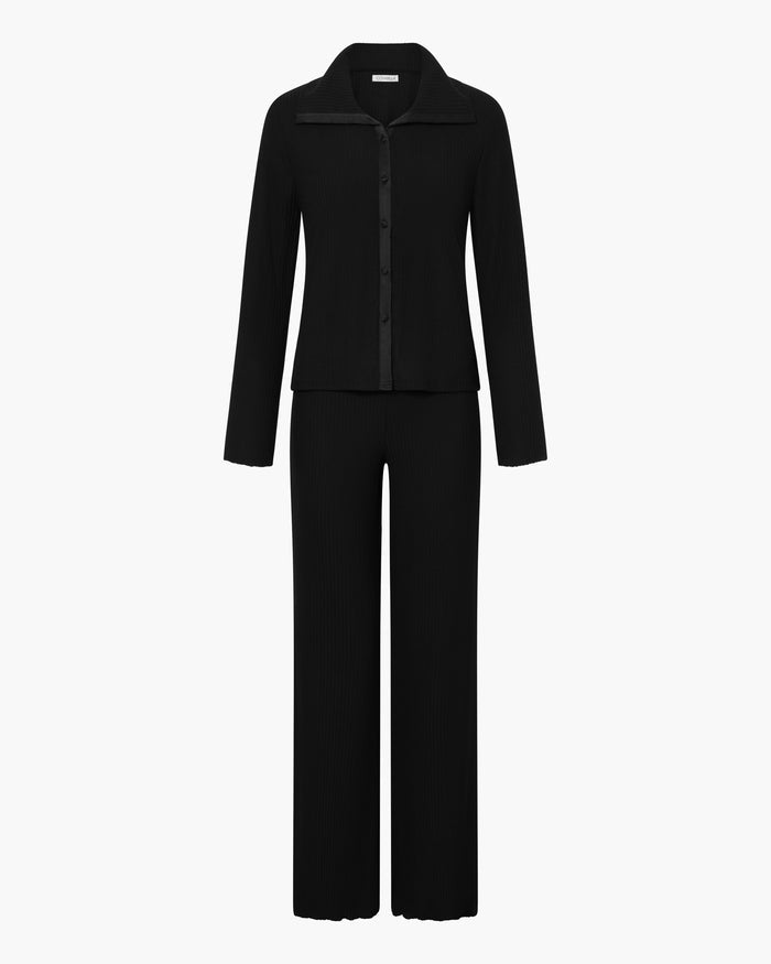Black Set - Baciami Long Sleeve Top & Pant Set