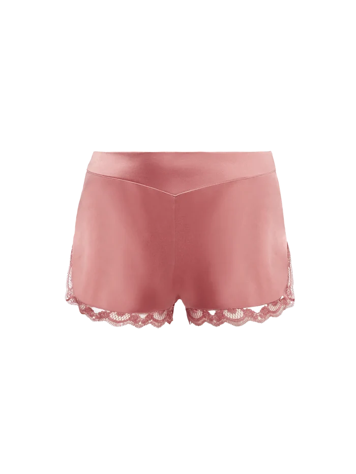 Love Me Silk Embroidery Short Smokey Pink