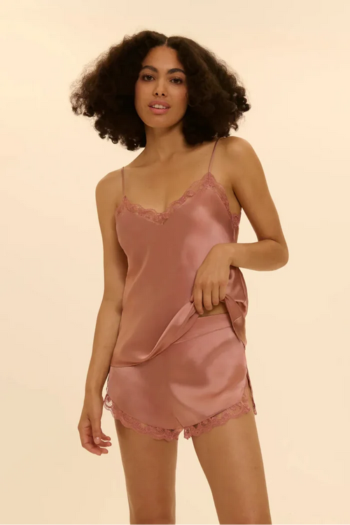 Love Me Silk Embroidery Top Smokey Pink