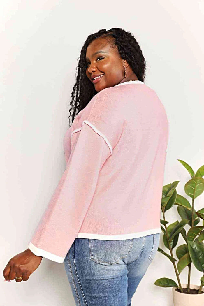 Luxury Boat Neck Pullover With Contrast Detail And Dropped Shoulders - Stylish Knit Top Trendsi