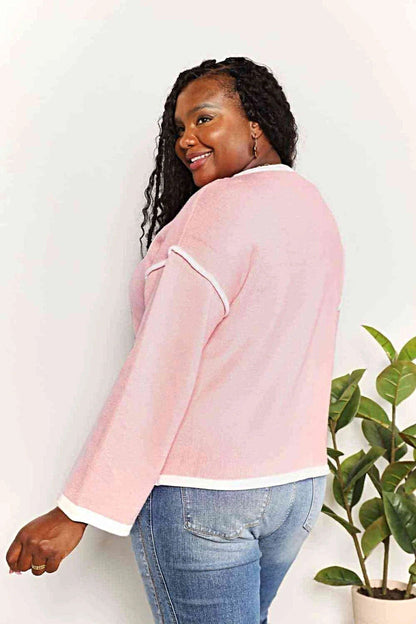 Luxury Boat Neck Pullover With Contrast Detail And Dropped Shoulders - Stylish Knit Top Trendsi