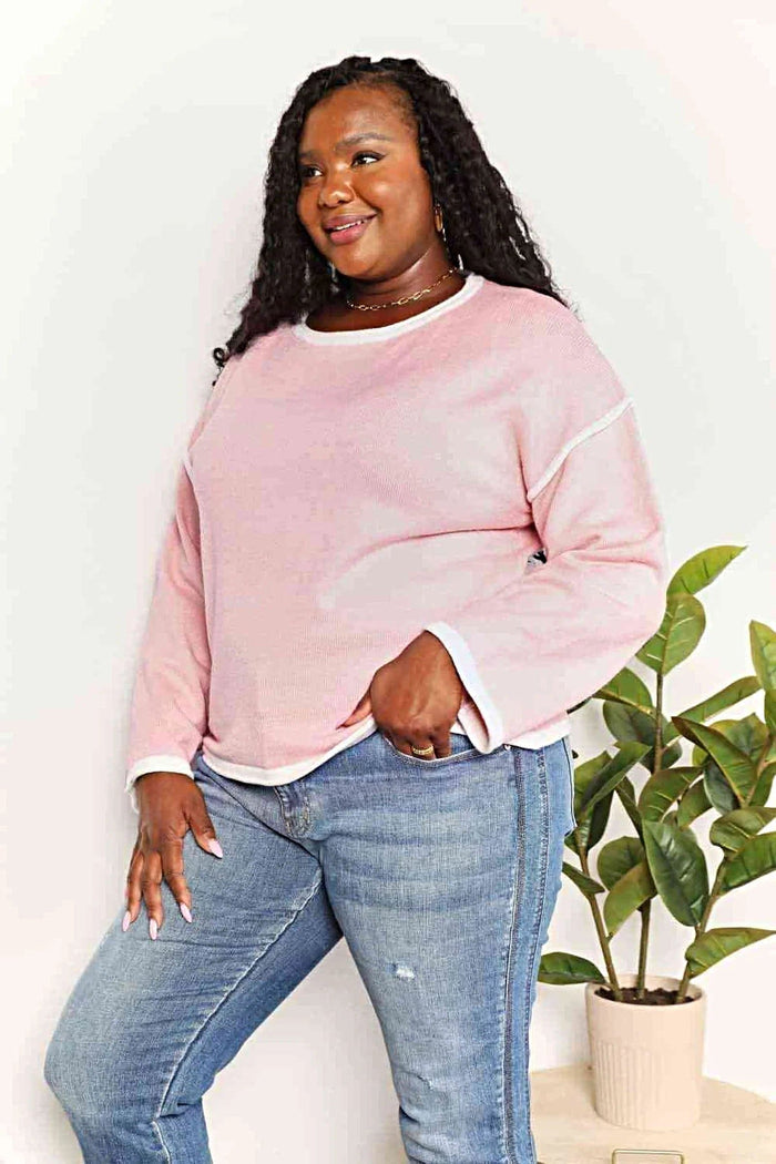 Luxury Boat Neck Pullover With Contrast Detail And Dropped Shoulders - Stylish Knit Top Trendsi