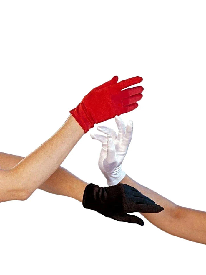 Shirley of Hollywood  Wrist length Satin Gloves - Wrist length Satin Spandex Gloves