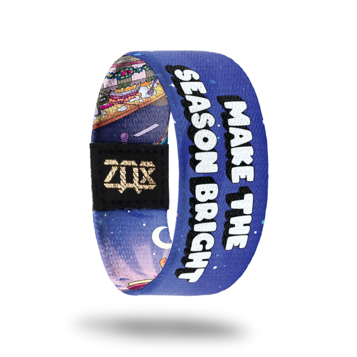 Inside is a night sky with stars and says Make the Season Bright