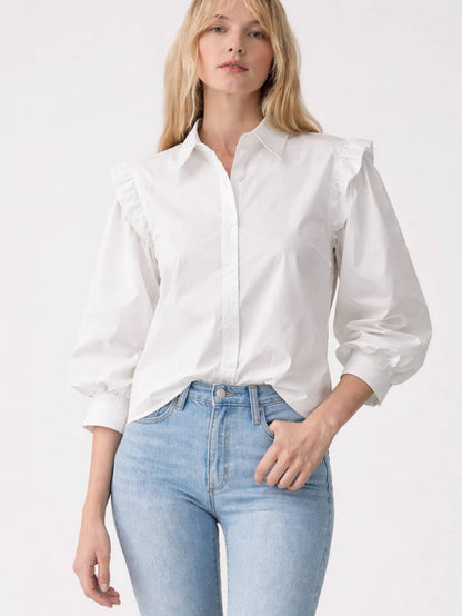 Marshmallow Mesh-Sleeve Blouse