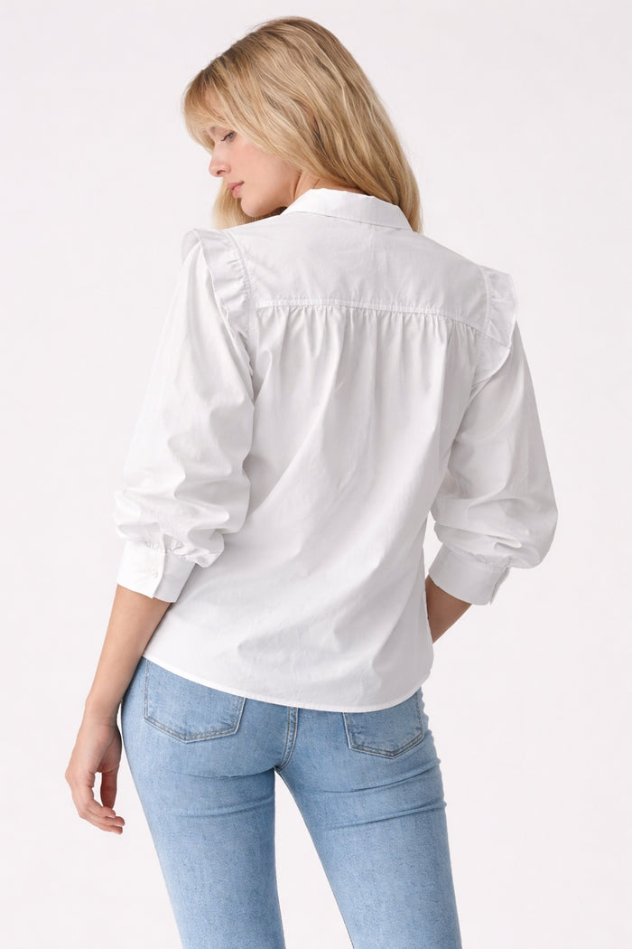 Marshmallow Mesh-Sleeve Blouse