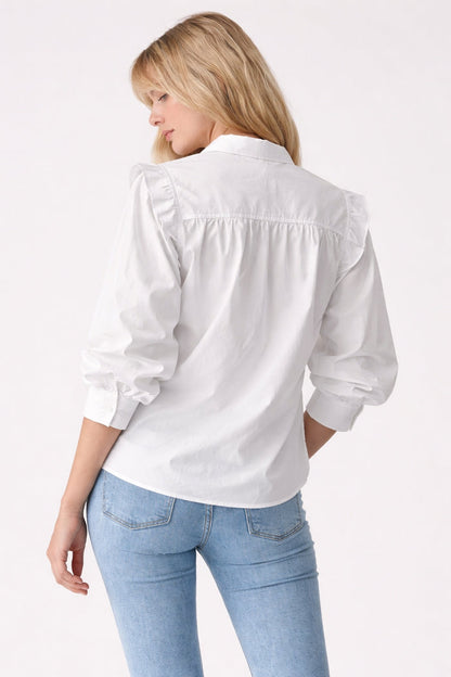 Marshmallow Mesh-Sleeve Blouse