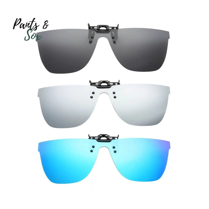 Mens 3 Pack Polarized Clip On Flip Up Sunglasses UV 400 Protection Transform Optical Glasses to Sunglasses Pantsnsox