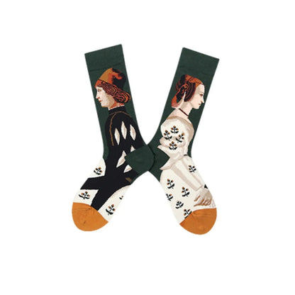 Mens 3 Pairs Art Party Novelty Masterpiece Socks Collection Artistic Portrait and Classic Art Design Pantsnsox