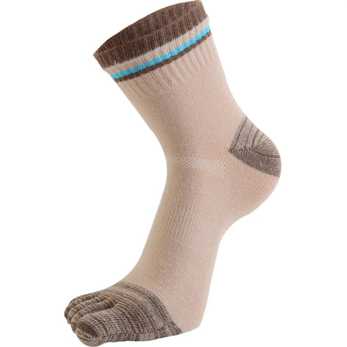 Mens 5 Pairs Cotton Athletic Running Sports Socks Finger Toe Socks Blue Black Pantsnsox
