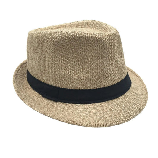 Mens Classic Fedora Light Beige Hat Short Brim Pantsnsox