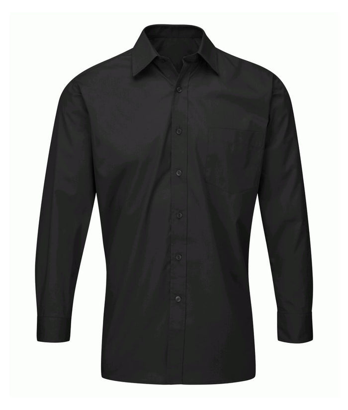 Men's Deluxe Long Sleeve Shirt 65% polyester 35% cotton 115GSM classic collar chest pocket button cuffs
