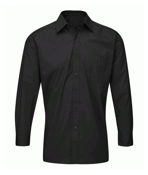 Men's Deluxe Long Sleeve Shirt 65% polyester 35% cotton 115GSM classic collar chest pocket button cuffs