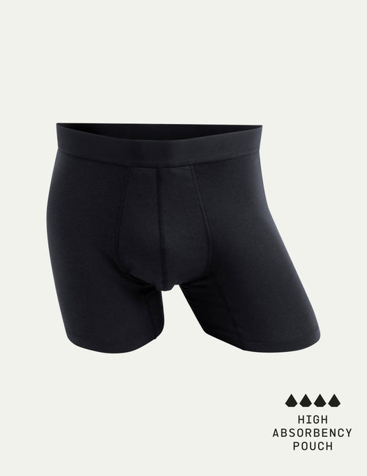 | Men's EverDry Cotton Boxer Brief 5" shown front-facing against a light gray background | Black
