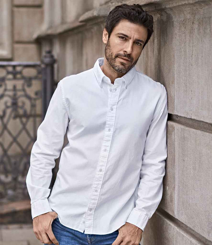 Tee Jays Perfect Long Sleeve Oxford Shirt | White - Eg Clothing UK