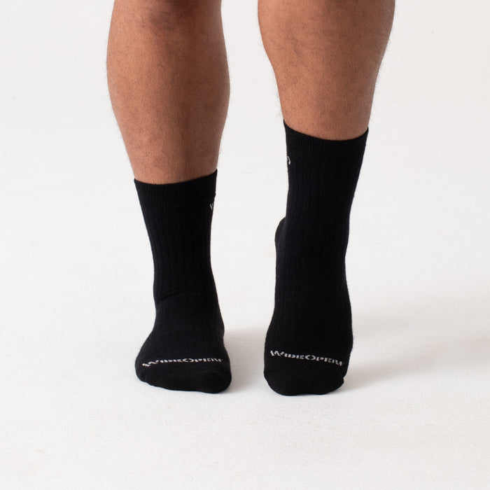 Micro Crew on model with white logo, and black body --Black
