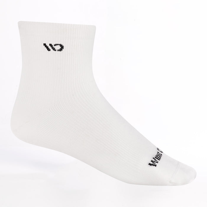 Men's Quarter lightweight no cushion sock in white featuring a black logo