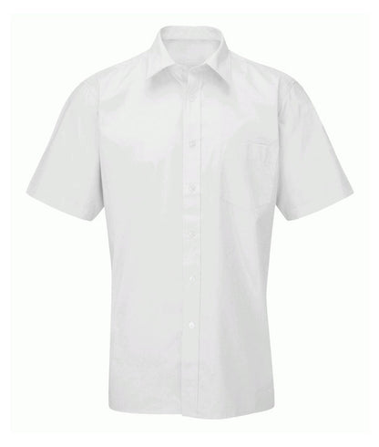 Men's Deluxe Short Sleeve Shirt white with classic collar chest pocket button cuffs and back tucks into yoke