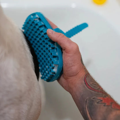 Messy Mutts Dual Sided Grooming Brush - Silicone Deshedding Tool - Dog.Dog.Cat.