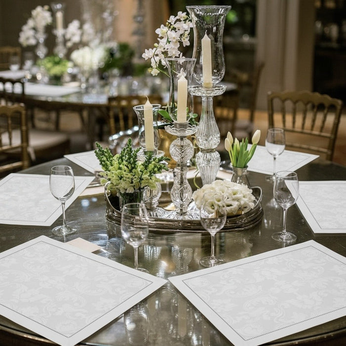 MILANO WHITE JACQUARD PLACEMATS SET OF 4