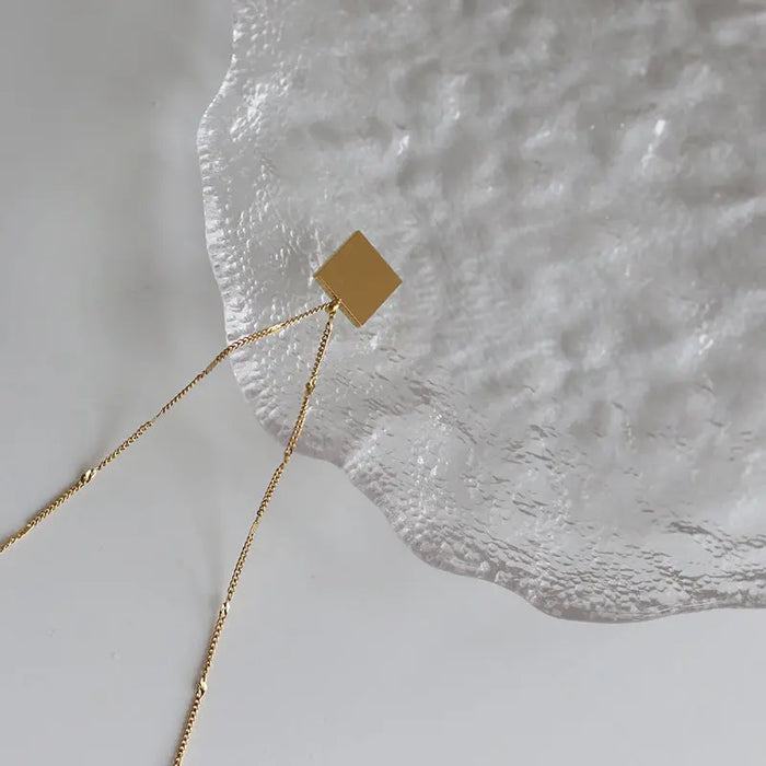Minimalist Gold-Plated Square Pendant Necklace with Shell Design Crushes.